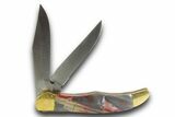 Pocket Knife with Colorful Jasper & Banded Agate Inlays #370832-3